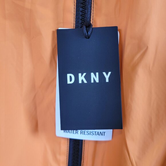 NWT DKNY Men's Orange & Black Colorblock Hooded Windbreaker Jacket XL - Picture 3 of 9